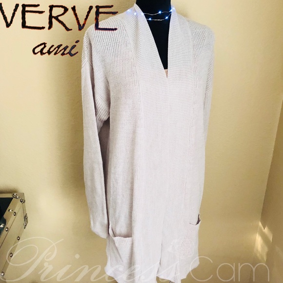 Verve Ami Sweaters - Verve Ami Oatmeal/Heather Ivory Midi Open Cardigan